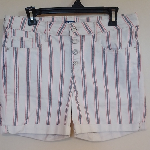 Old Navy Pants - Old Navy White Shorts with Red and Navy Stripes